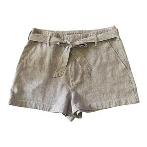 Abercrombie & Fitch High Waist Stripe Blue and White Linen Blend Shorts, Size S